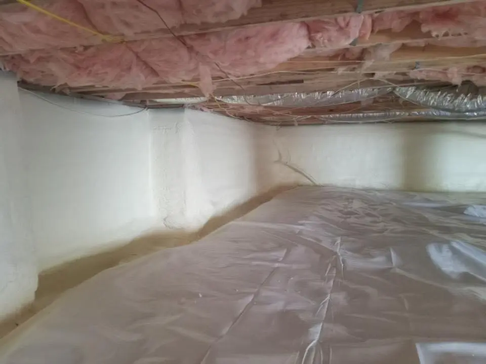 Crawl space encapsulation with closed-cell spray foam for Attic Insulation in Guilford