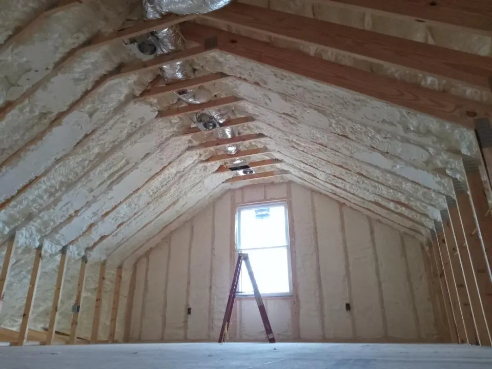 Spray foam roofing application for Crawl Space Insulation project in Guilford